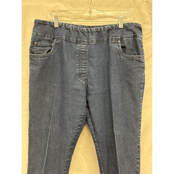 Blair Womens Pull On Tapered Leg Jeans Size 18 Elastic Waist Blue Denim Stretch - Picture 3 of 9
